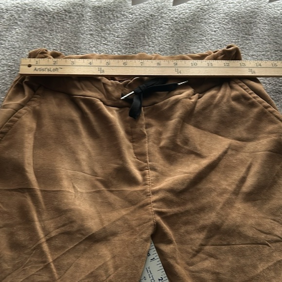 Brand Bazar Jogger Drawstring Pants One Size Faux Suede Gold Brownish EUC - Picture 6 of 8
